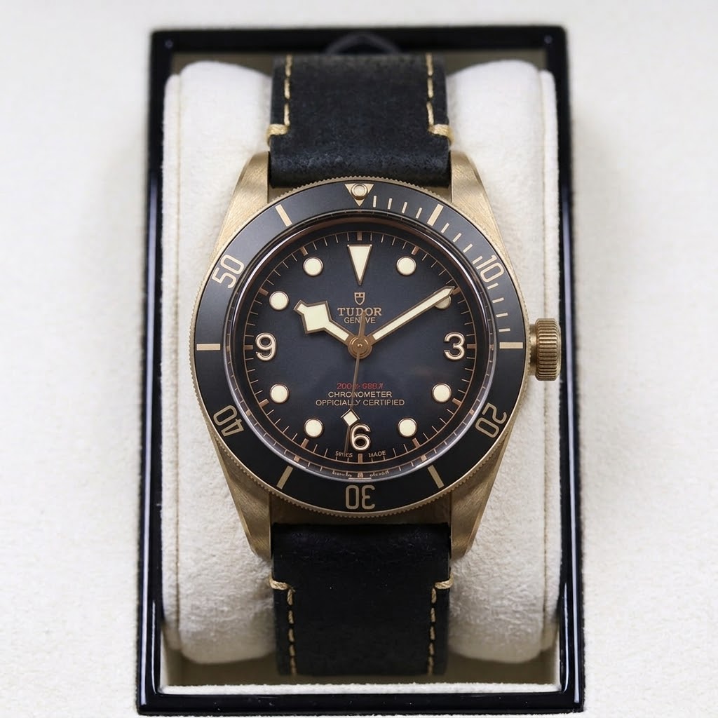 Tudor Heritage Bronze Diver - Cadran Noir — Cuir véritable vieilli