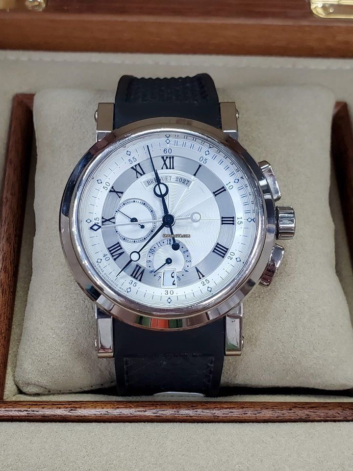 Breguet Marine Chronographe Blanc 2023 — Cuir noir