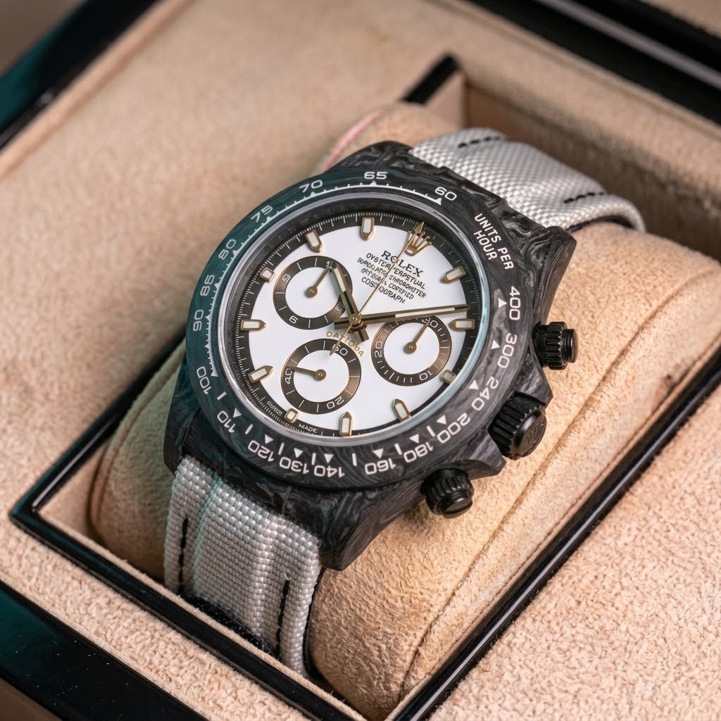 Rolex Daytona Carbon - Cadran Blanc — Nylon gris