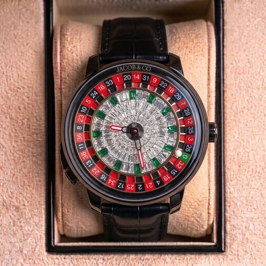 Jacob & Co Casino Roulette — Cuir noir