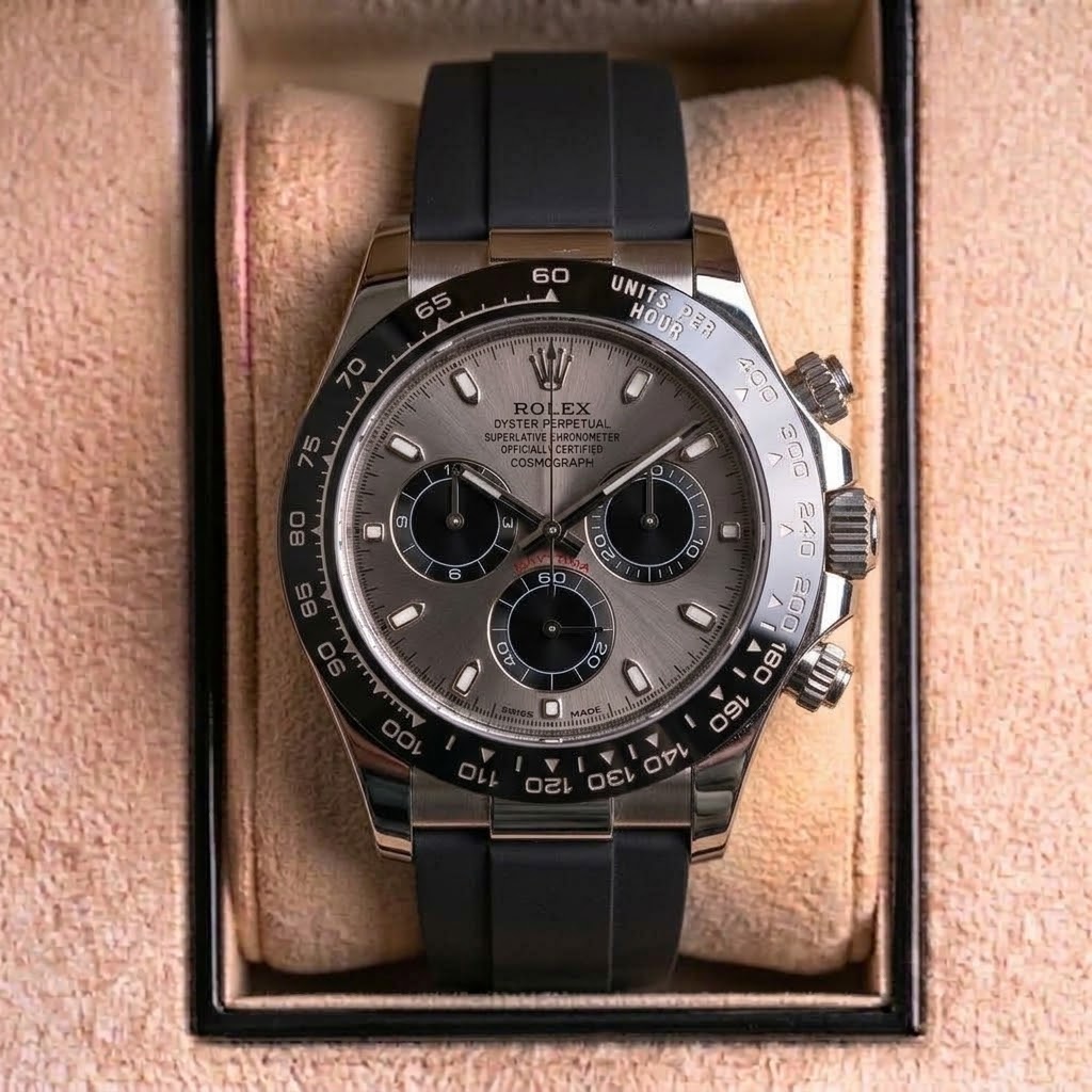 Rolex Daytona Cadran Gris - Oysterflex — Caoutchouc noir