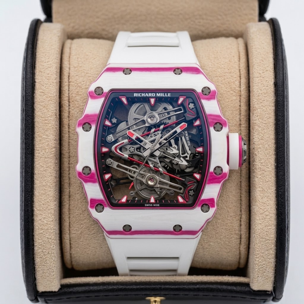 Richard Mille Blanc & Rose - Squelette — Caoutchouc blanc