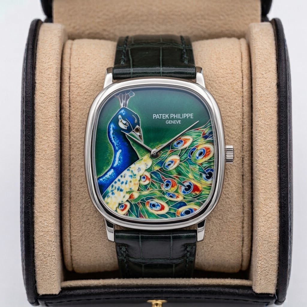 Patek Philippe Golden Ellipse Paon — Cuir vert