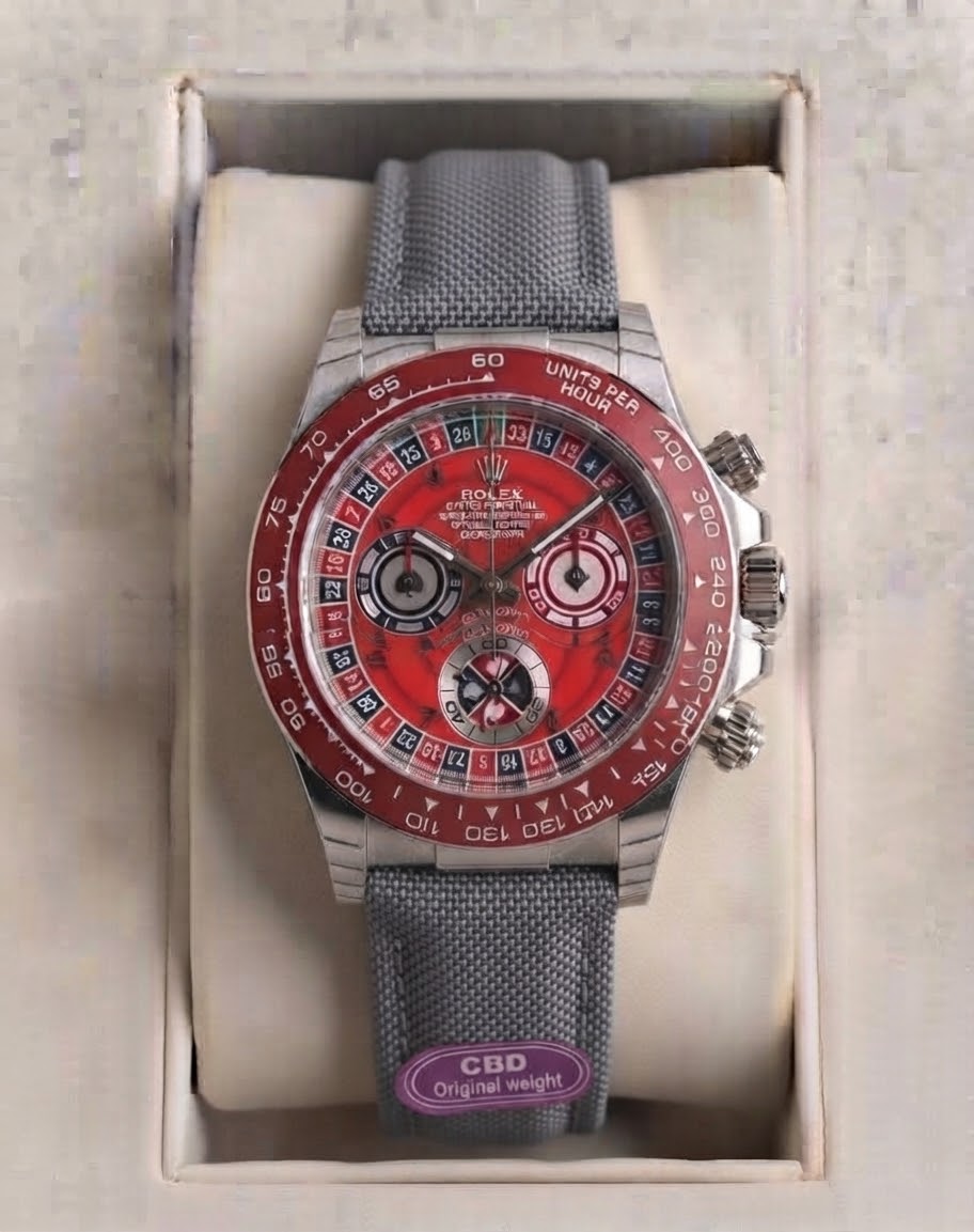 Rolex Daytona Roulette - Cadran Rouge — Nylon gris